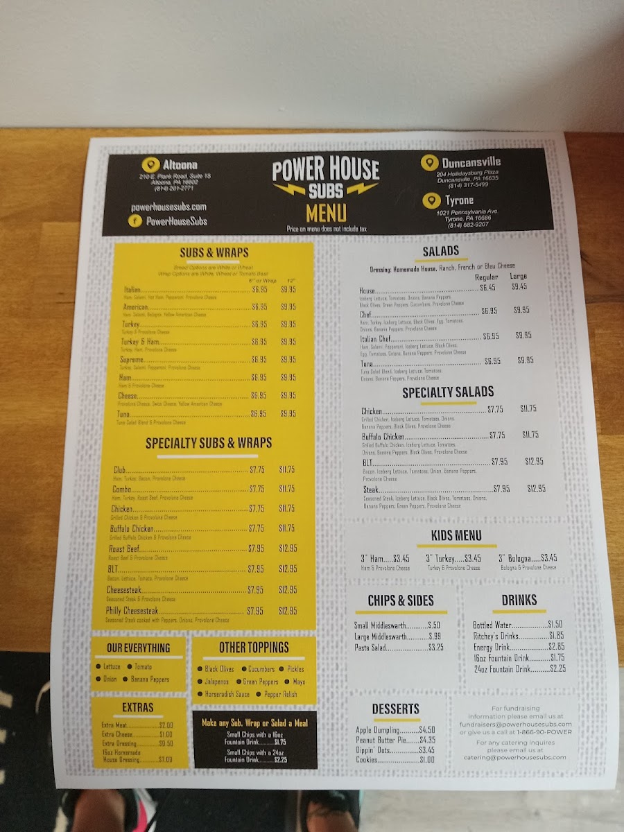 Menu Power House Subs Altoona-2