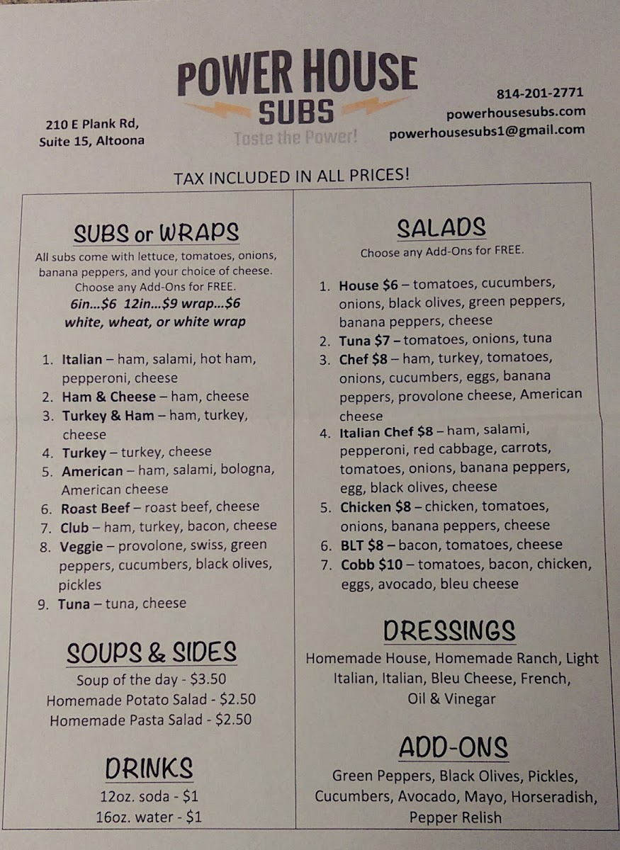 Menu Power House Subs Altoona-4